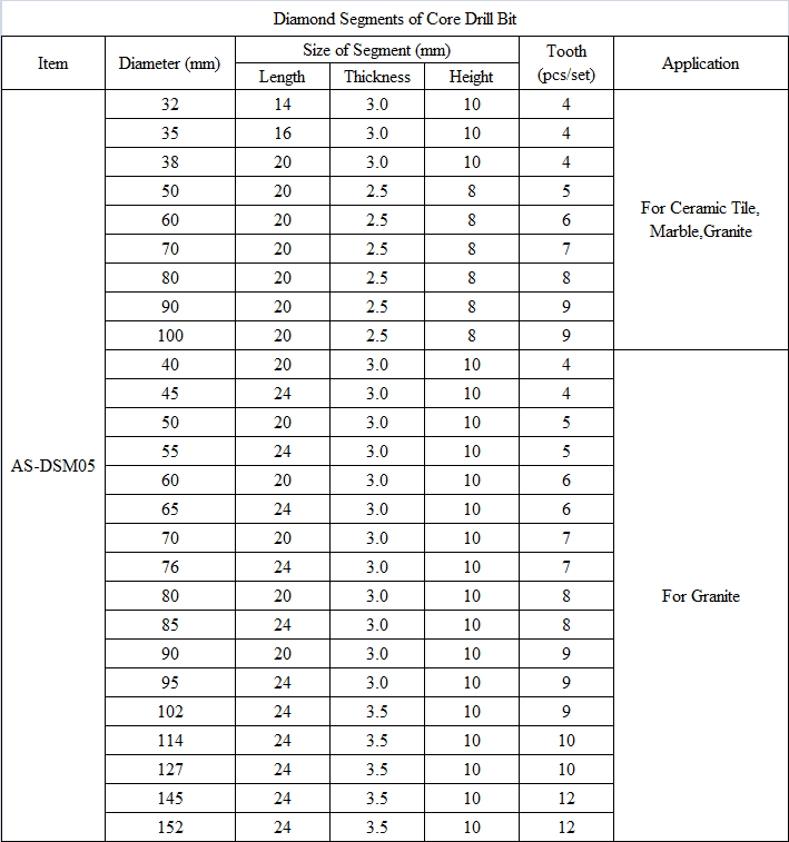 DSM05 Diamond Segments of Core Drill Bit.png